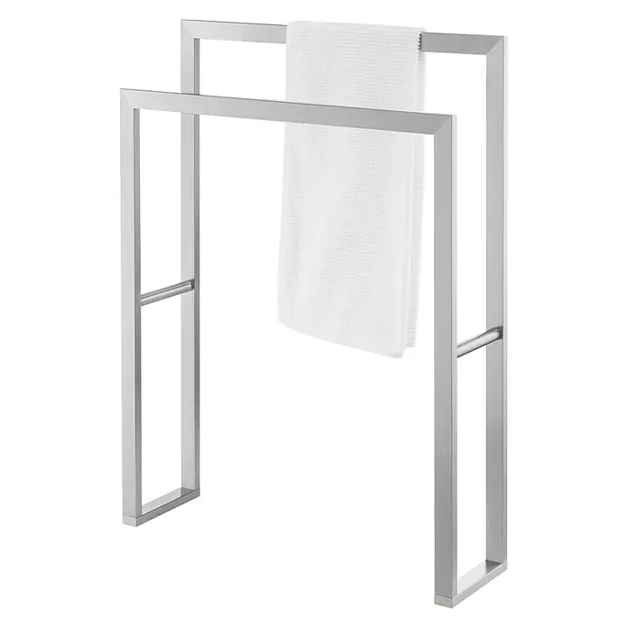 Zack Linea Handtuchständer - Höhe: 80 cm, Edelstahl, Matt - Vorderansicht