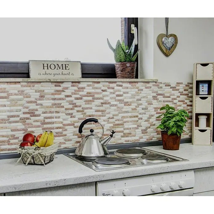 Mosaikfliese MOS BRICK 135 - 30,5 x 30,5 cm, Rot/Beige, Matt - Stimmungsaufnahme