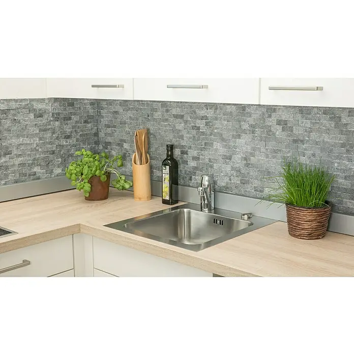 Mosaikfliese Brick Splitface X3D 48196 - 30,5 x 29 cm, Anthrazit, Matt - Stimmungsaufnahme