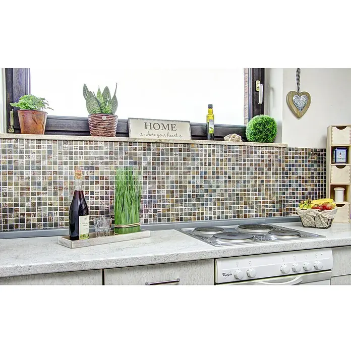 Mosaikfliese Quadrat Crystal Mix XCM CB 52 - 32,7 x 30,2 cm, Braun, Matt - Stimmungsaufnahme