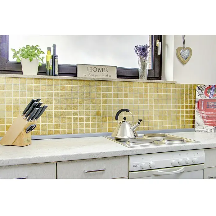 Mosaikfliese Quadrat Crystal Uni CM 4GO20 - 30 x 30 cm, Gold, Glänzend - Stimmungsaufnahme