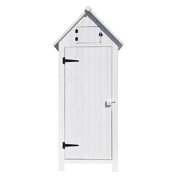 Leco Gartenschrank Vintage - 77 x 55 x 179 cm, Weiß - Vorderansicht