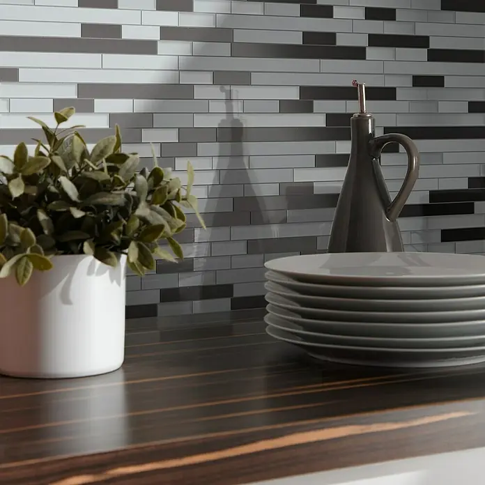 Mosaikfliese Mix XAM A891 - 29,8 x 33,8 cm, Grau/Schwarz, Matt - Detailaufnahme