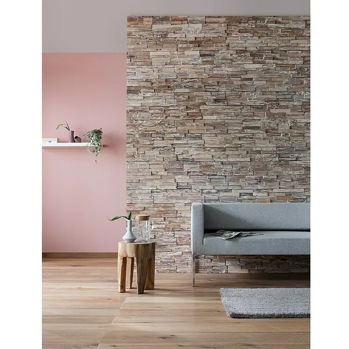 Holzpaneel Rustic White - Teak, 510 x 140 x 20 mm, 2 Paneele