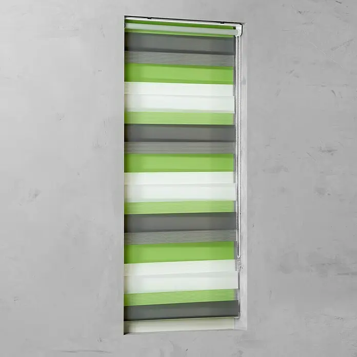 Expo Ambiente Doppelrollo Mini - B x H: 45 x 150 cm, Grau/Grün/Weiß - Vorderansicht