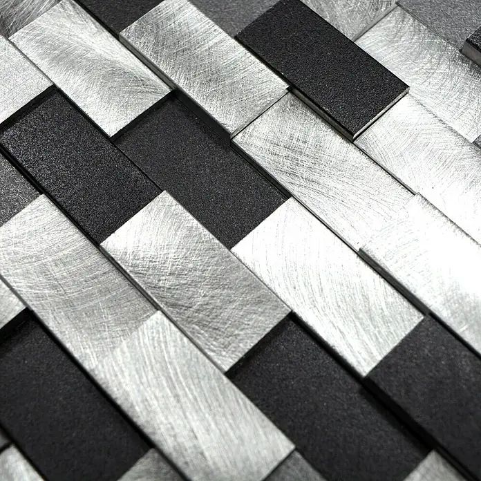 Mosaikfliese Brick 3D Mix XAM A132 - 30,1 x 30,4 cm, Silber/Schwarz, Matt