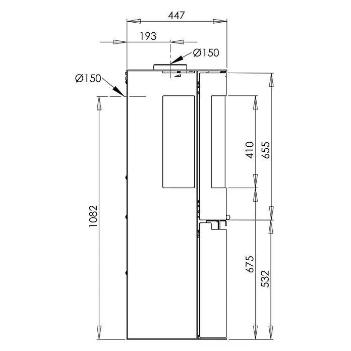 Aduro Kaminofen 9-5 - 6 kW, Raumheizvermögen: 334 m³, Mit Holzfach, Schwarz - Detailaufnahme