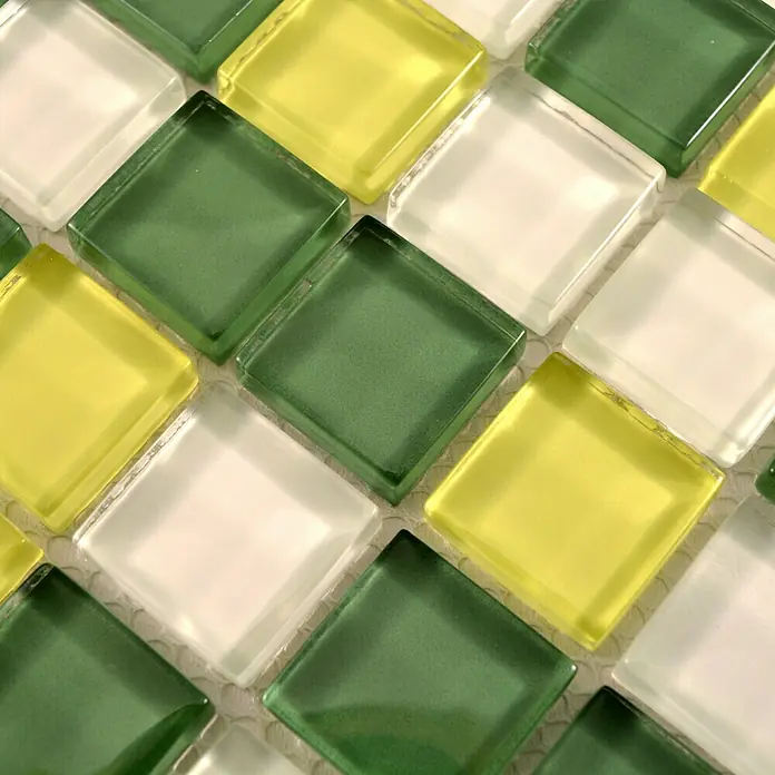 Mosaikfliese Quadrat Crystal Mix XCM 8488 - 32,7 x 30,2 cm, Hellgrün/Hellgelb, Glänzend