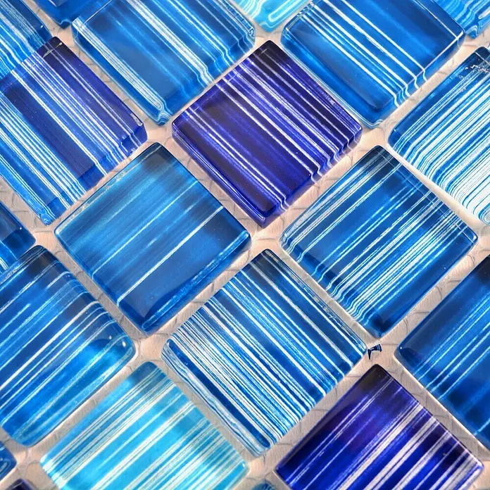 Mosaikfliese Quadrat Crystal XCM 8285 - 32,7 x 30,2 cm, Blau, Glänzend