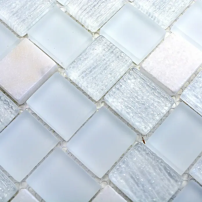 Mosaikfliese Crystal Mix XCM R07 - 27,3 x 27,3 cm, Weiß, Matt