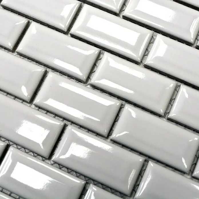 Mosaikfliese Brick Bond Diamond CBW 104 - 30 x 30 cm, Weiß, Glänzend