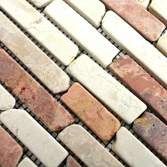 Mosaikfliese MOS BRICK 135 - 30,5 x 30,5 cm, Rot/Beige, Matt