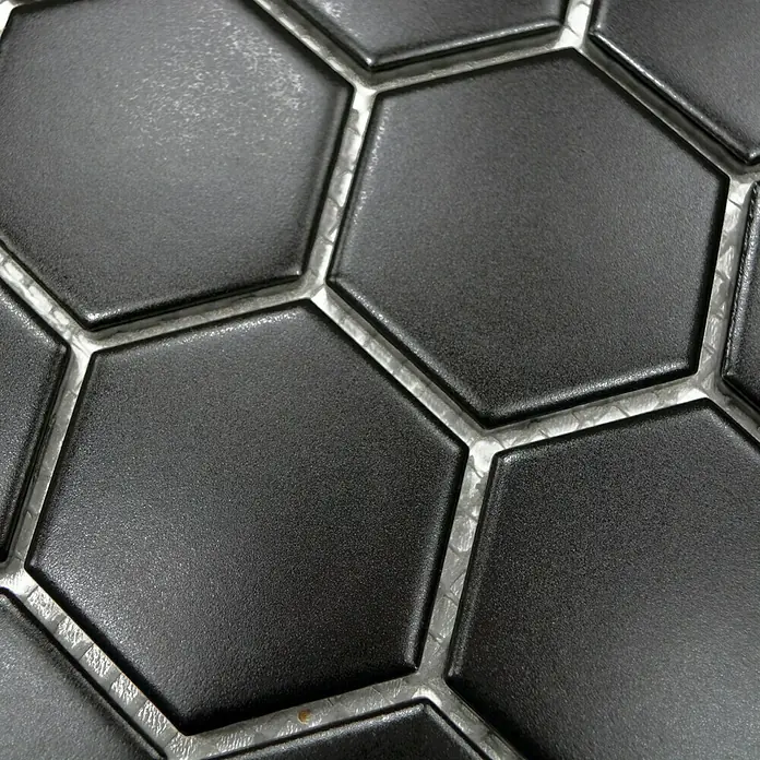 Mosaikfliese Hexagon Uni HX 095 - 32,5 x 28,1 cm, Schwarz, Matt