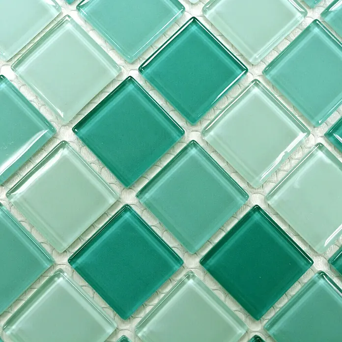 Mosaikfliese Quadrat Crystal Mix CM 4114 - 32,7 x 30,2 cm, Grün, Glänzend