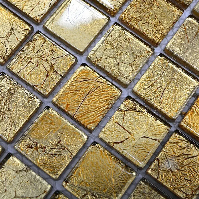 Mosaikfliese Quadrat Crystal Uni CM 4GO10 - 30 x 30 cm, Gold, Glänzend