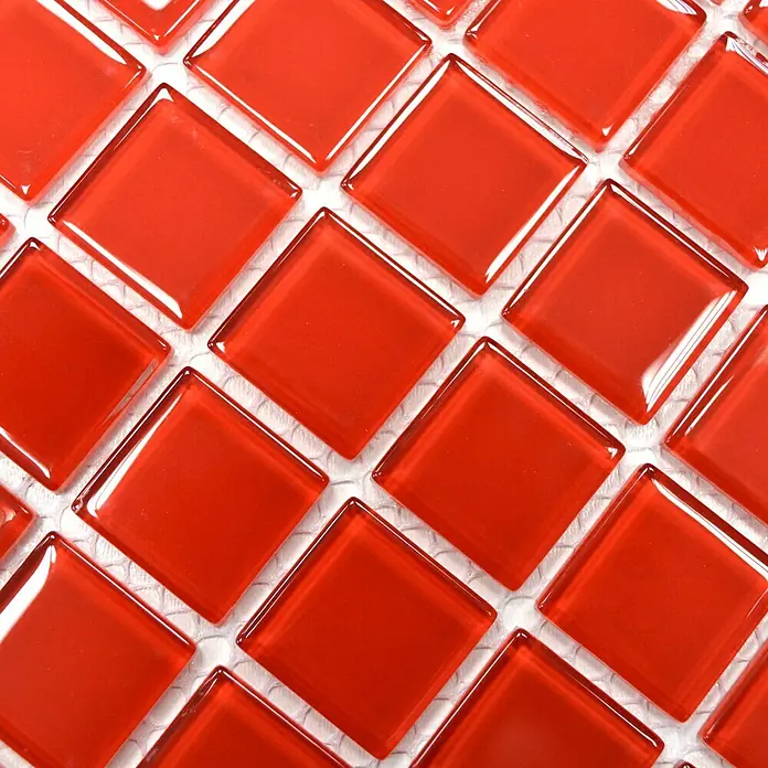 Mosaikfliese Quadrat Crystal Uni CM 4060 - 32,7 x 30,2 cm, Rot, Glänzend