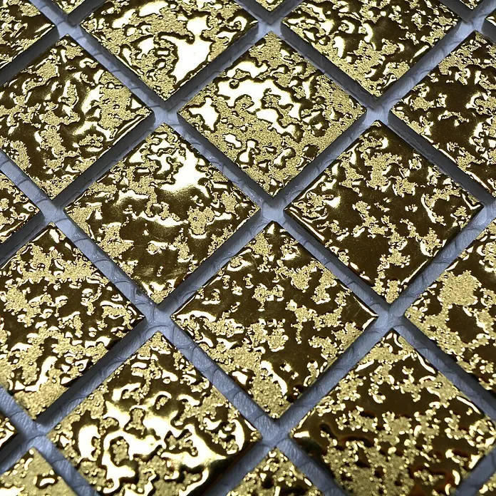 Mosaikfliese Quadrat Uni GO 282 - 33 x 30,2 cm, Gold, Glänzend