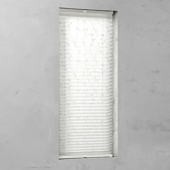 Expo Ambiente Plissee Blüte - B x H: 50 x 130 cm, Grau/Weiß - Vorderansicht