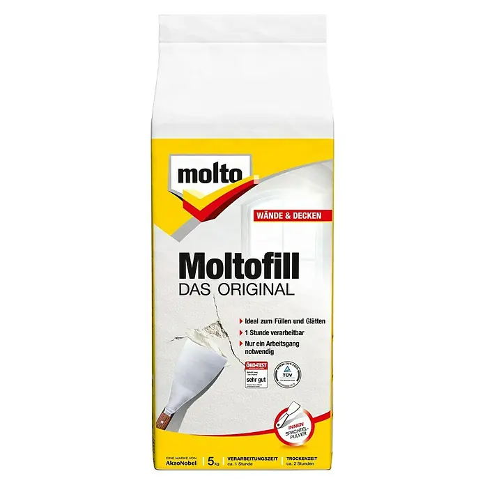 Molto Spachtelpulver Moltofill Das Original - Weiß, 5 kg - Vorderansicht