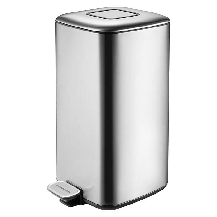 EKO Treteimer - Fassungsvermögen: 20 l, Silber, Quadratisch, Edelstahl - Vorderansicht