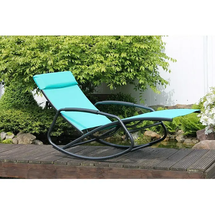 Leco Garten-Schaukelliege - 154 x 61 x 82 cm, Textilen, Türkis, Schwarz - Stimmungsaufnahme