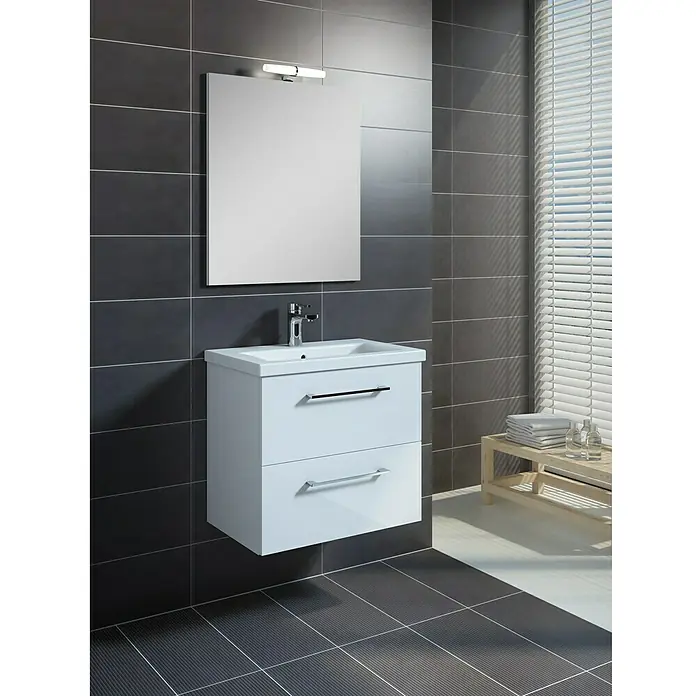 Riva Kupaonski komplet Compact - 60 cm, Bijele boje, Sjaj