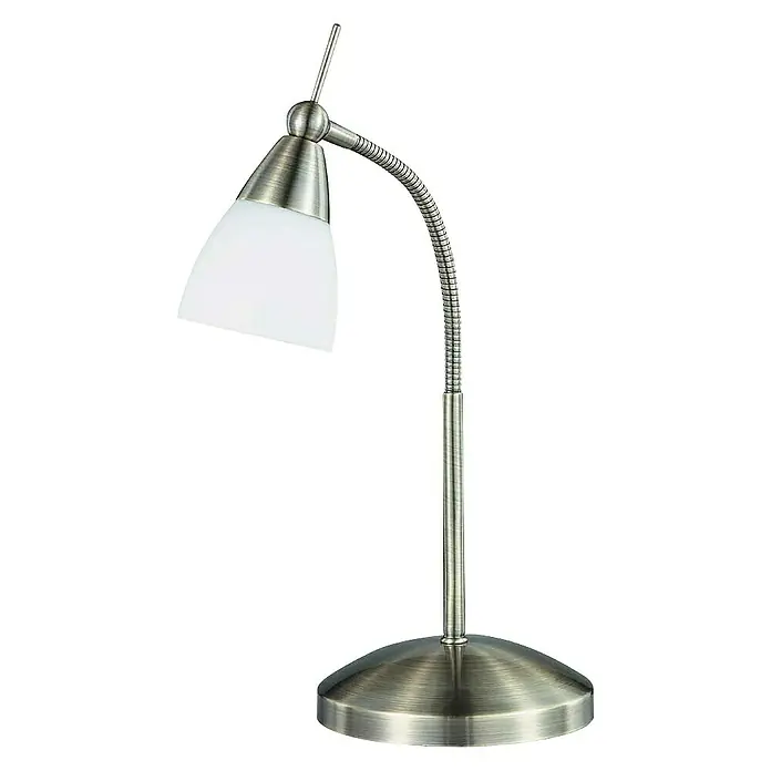 Paul Neuhaus Pino Tischleuchte - 28 W, L x B x H: 28 x 28 x 44,5 cm, Altmessing, Weiß, G9 - Linke Seitenansicht