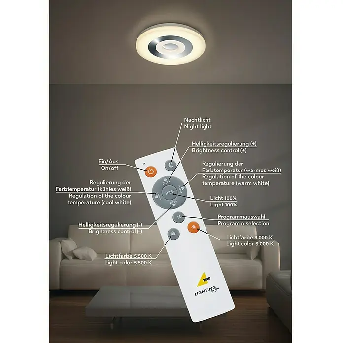 Reality Leuchten LED-Deckenleuchte Ciao - Tageslichtweiß, Durchmesser: 450 mm
