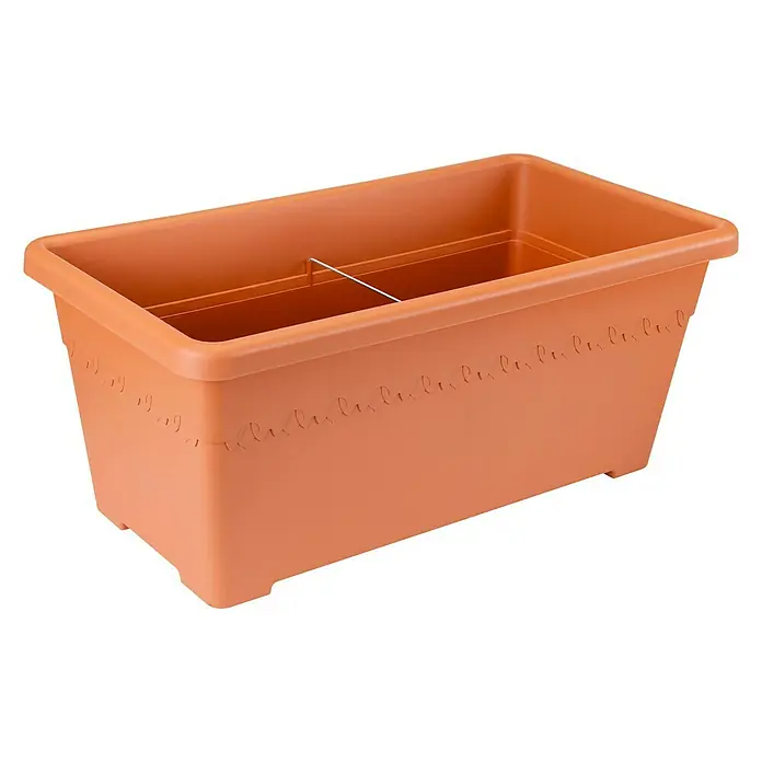 Elho Algarve Plastična žardinjera Terrace - Vanjska dimenzija (D x Š x V): 78,4 x 39,7 x 33,1 cm, Plastika, terakota - Pogled sprijeda