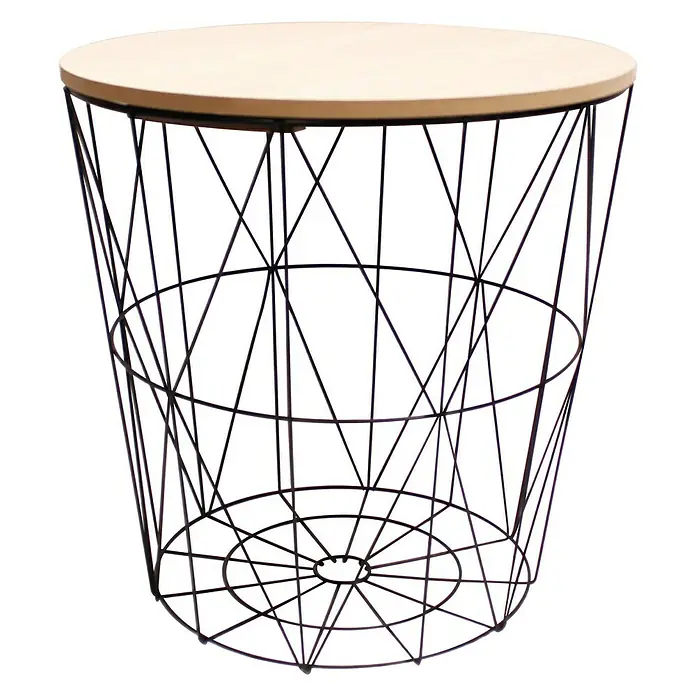 Mesa auxiliar Luke - Ø x Al: 34 x 35 cm, Tablero de fibra de madera de densidad media (MDF), Negro, Marrón claro - Vista frontal
