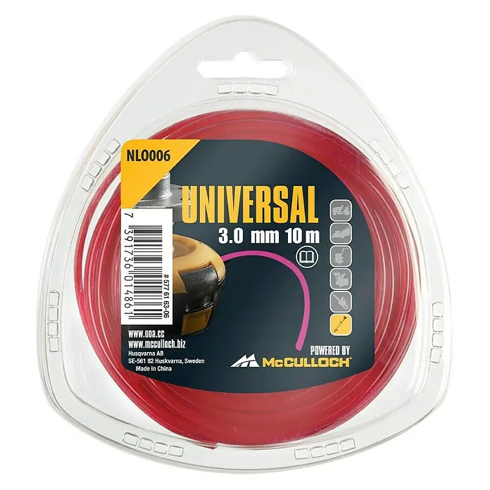 McCulloch Plastična nit za trimer Universal - Duljina niti: 10 m, Debljina niti: 3 mm - Pogled sprijeda