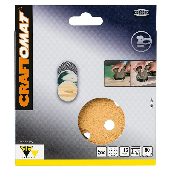 Craftomat Listovi za brusilicu BFWP - Promjer: 115 mm, Granulacija: 80, Izbušeno - Pogled sprijeda