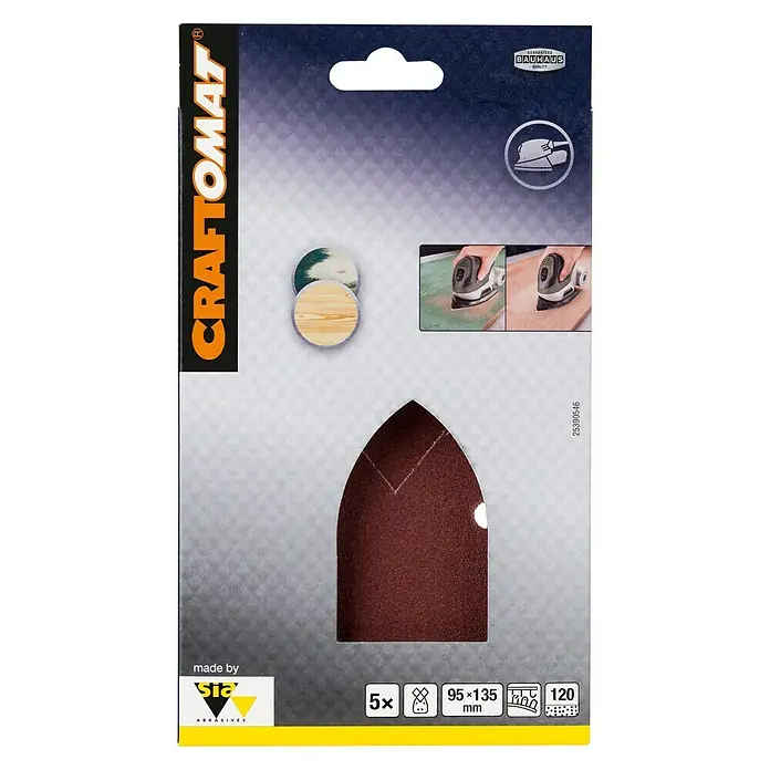 Craftomat Listovi za brusilicu - Granulacija: 120, 5 Kom., Namijenjeno za: Black & Decker - Pogled sprijeda