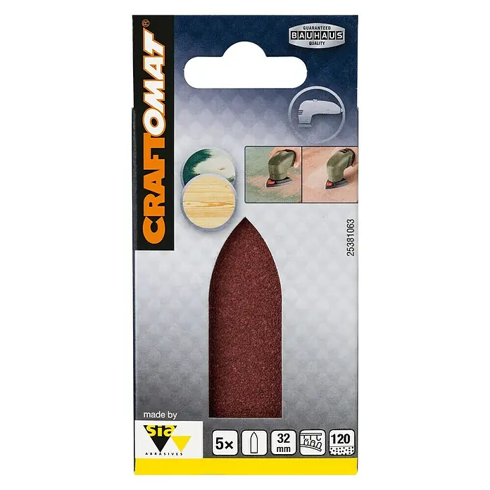 Craftomat Dedo de lijado - Ancho: 32 mm, Grano: 120, 5 ud. - Vista frontal