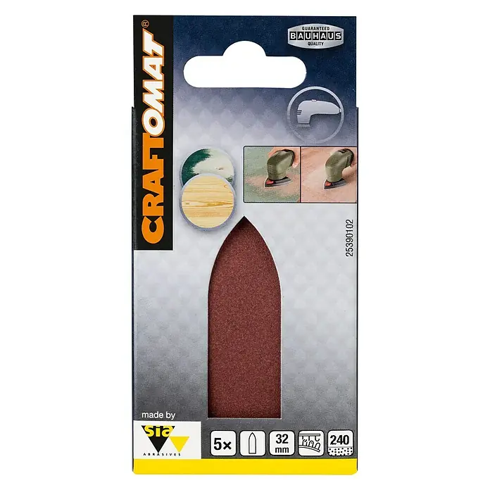 Craftomat Dedo de lijado - Ancho: 32 mm, Grano: 240, 5 ud. - Vista frontal