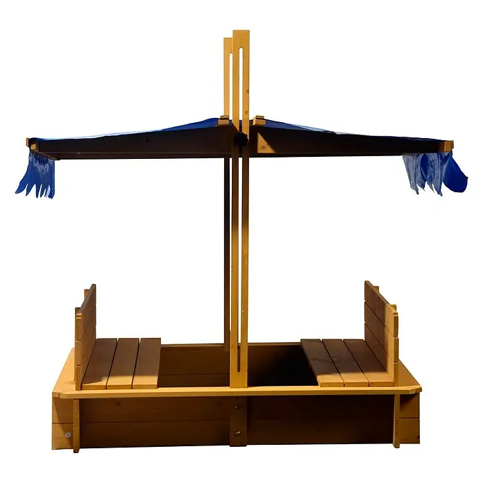 Dobar Sandkasten - 120 x 120 x 120 cm, Höhenverstellbares Dach - Vorderansicht