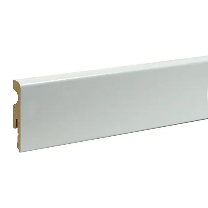 Sockelleiste FU07L - Weiß, 2,4 m x 10 mm x 58 mm, Grundiert - Linke Seitenansicht