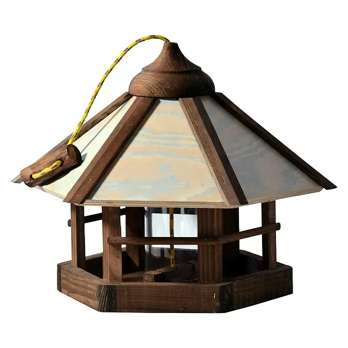 Dobar Sechseck-Vogelfutterhaus Camouflage - 35 x 35 x 29 cm, Ausstattung: Mit Silo - Vorderansicht