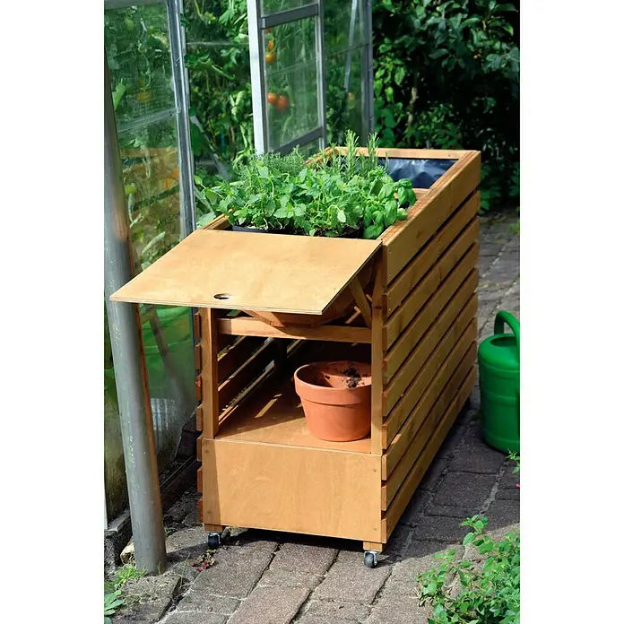 Dobar Hochbeet Rolling Garden - 100 x 50 x 71 cm, Braun, Kiefer - Stimmungsaufnahme