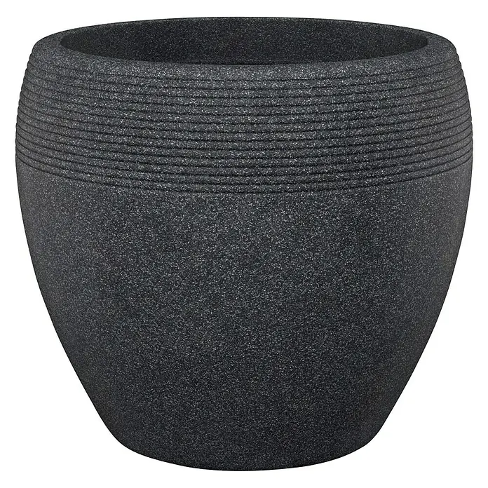 Scheurich Tegla za cvijeće Lineo - Vanjska dimenzija (ø x V): 48 x 39 cm, Plastika, Crne boje - Pogled sprijeda