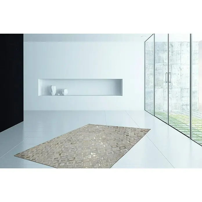 Kayoom Echtlederteppich Dazzle 100 - Elfenbein/Gold, L x B: 150 x 80 cm, 100 % Leder - Stimmungsaufnahme