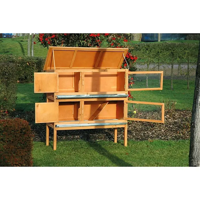 Dobar Kaninchenstall - 115 x 45 x 116 cm, Braun, Kiefernholz (Kleintierstall) - Stimmungsaufnahme