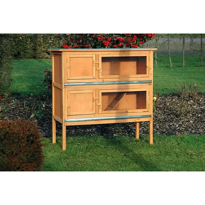 Dobar Kaninchenstall - 115 x 45 x 116 cm, Braun, Kiefernholz (Kleintierstall) - Stimmungsaufnahme