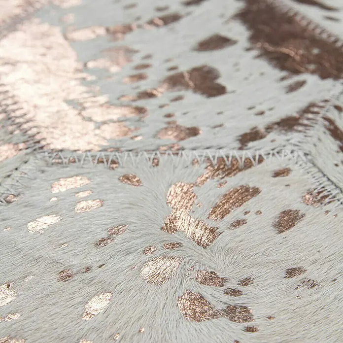 Kayoom Echtlederteppich Dazzle 200 - Elfenbein/Chrom, L x B: 230 x 160 cm, 100 % Leder - Detailaufnahme