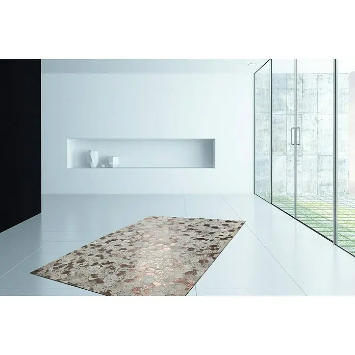 Kayoom Echtlederteppich Dazzle 200 - Elfenbein/Chrom, L x B: 230 x 160 cm, 100 % Leder - Stimmungsaufnahme