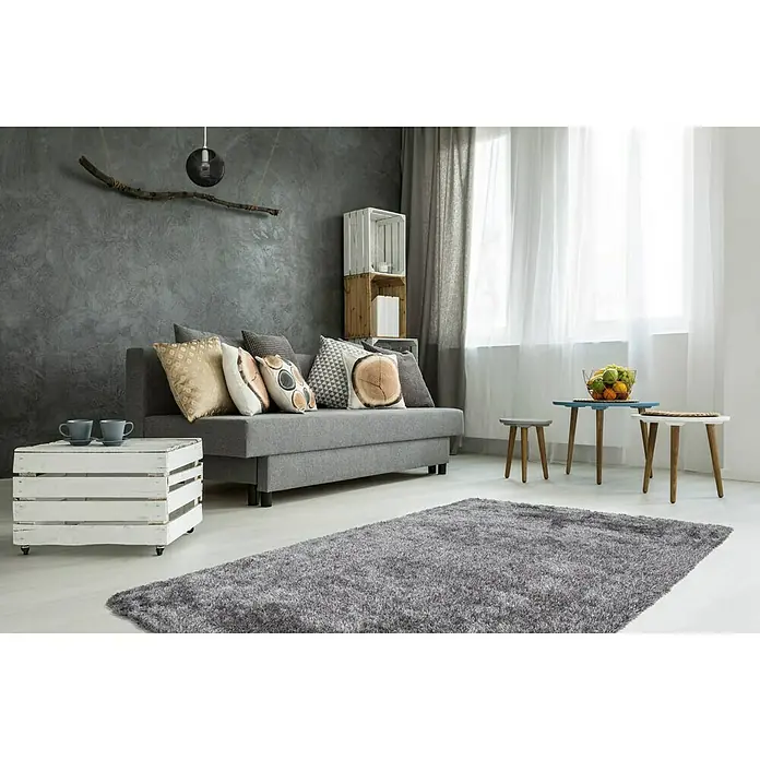 Kayoom Teppich Diamond - Grau/Weiß, L x B: 150 x 80 cm, 100 % Polyester - Stimmungsaufnahme