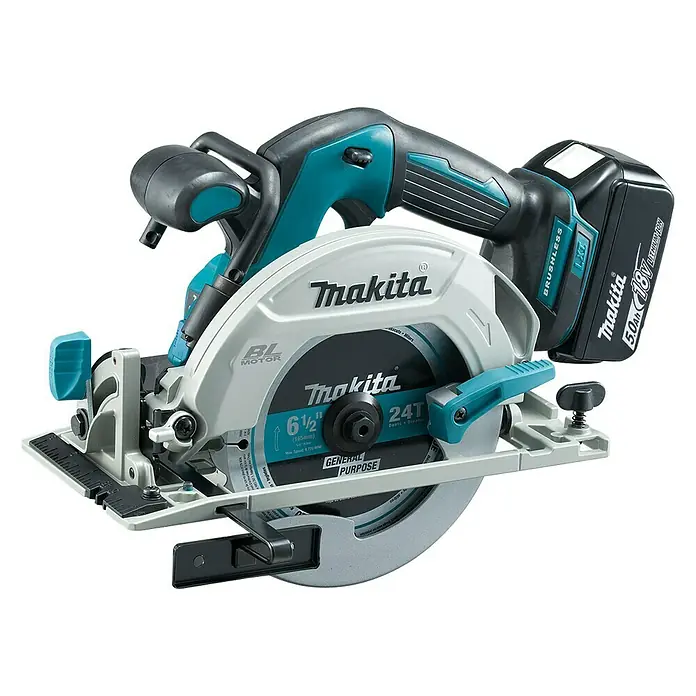 Makita Akku-Handkreissäge DHS680RTJ - 18 V, Li-Ionen, 5 Ah, 2 Akkus, Leerlaufdrehzahl: 5.000 U/min - Vorderansicht