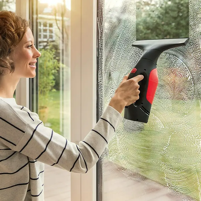 Vileda Čistač prozora Windowmatic Power - Površinski učinak: Cca 120 m²/punjenje akumulatora, Litij-ionska, Bez pribora - Proizvod u upotrebi