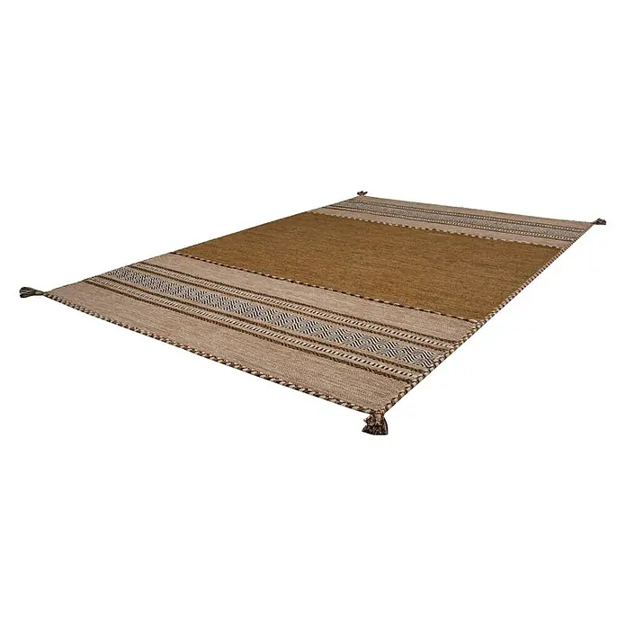 Kayoom Teppich Native - Braun, L x B: 230 x 160 cm, 100% Baumwolle - Ansicht von oben