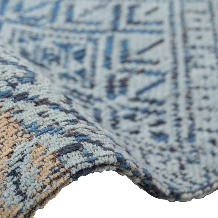 Kayoom Teppich Jacquard - Blau, L x B: 170 x 120 cm, 100 % Baumwolle - Detailaufnahme